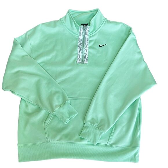 Nike Dri-Fit 1/4 Zip Mint Green Sweatshirt M Fleece Lined Nike Logo - Picture 1 of 13